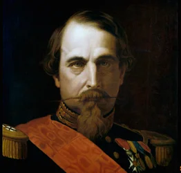 Muotokuva keisari Napoleon III:sta (1808-1873) Yksityiskohta. Hippolyte Flandrinin (1809-1864) maalaus 1863 Rooma Museo Napoleonico