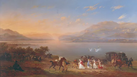 Keisarinna Josephine (1763-1814) saapuu vierailemaan Napoleonin (1769-1821) luona Italiassa Gardajärven rannalla