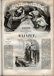 Bajazetin tragedia viidessä näytöksessä Jean Racinen kaiverruksella "" Oeuvres de Jean Racine"" kuvittamana Pauquet ja huomautuksen Emile de La Bedolliere - 1851