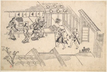 Ageya-machin sisäänkäynti sarjasta "Näkymiä Yoshiwarasta" (Yoshiwara no tei)
