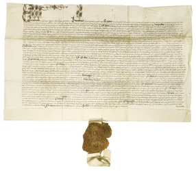 Kuningatar Elisabet I:n kuninkaallisella suurella sinetillä allekirjoittama asiakirja, 1564