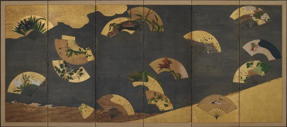Tuulettimet ja pilvet kivien ja veden yllä, Edo-kausi, 1600-luvun alku.
