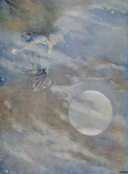 Minun täytyy noutaa alas kaikki tähdet voidakseni puolaa ne "Ole-Luk-Oien" tarinasta Hans Christian Andersenin (1805-75) "Fairy Tales" -julkaisussa 1920 (akvarelli paperille)