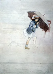 The Rain (akvarelli vartalovärillä ja kynällä paperille)