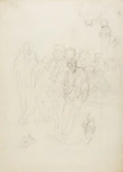 Ryhmä miehiä ja muita luonnoksia, 1857