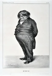 Honore Daumierin (1808-1879) taideteos. Charivari on peräisin vuodelta 1833: Serie Celebrites de la Caricature "" M. Plum"" KAUTAITEEN MUSEO - PALAIS LONGCHAMP, MARSEILLE