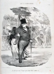 Honore Daumierin (1808-1879) taideteos. Charivari on vuodelta 1849: Sarja KAIKKI MITÄ TULETT “” Ei ole Imperiumin alla, että tanssiisimme näin!...”” KUUTATAIDEMUSEO - PALACE LONGCHAMP, MARSEILLE