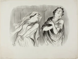 Andromache. "- Perheemme kohtalona oli armoton kuolema, miestäni kidutettiin hengityksensä loppuun asti", laatta 6 teoksesta Physionomies Tragiques.