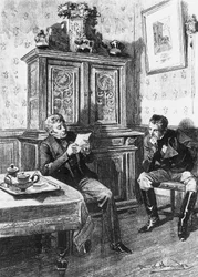 Daniel Hernandezin (1856-1932) kuvitus Country Doctorille, Honore de Balzacin (1799-1850) romaani moniosaisesta kokoelmasta Human Comedy, julkaistu vuonna 1902, Pariisi