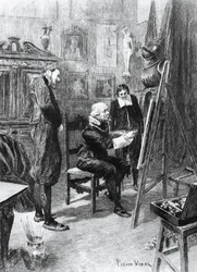 Pierre Vidalin (1849-1929) kuvitus Unknown Masterpiece, Honore de Balzacin (1799-1850) novelli moniosaisesta kokoelmasta Human Comedy, julkaistu vuonna 1901, Pariisi