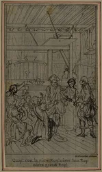 Opinnäytetyö vinjetti-etukuvaa varten Collein teokseen "La Partie de Chasse de Henri IV", III näytös.