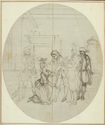 Tutkimus Collein teoksen "La Partie de Chasse de Henri IV" toista, koskaan julkaisematonta painosta varten, III näytös, kohtaus 11.