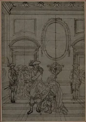 Tutkimus Collein teoksen "La Partie de Chasse de Henri IV" toista, koskaan julkaisematonta painosta varten, I näytös, kohtaus 6.