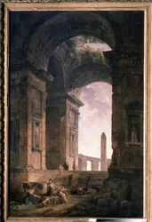 Rauniot obeliskillä. Hubert Robertin (1733-1808) maalaus öljy kankaalle