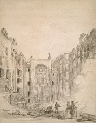Oopperan rauniot tulipalon jälkeen 1781, 1781