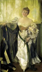 Alice Barney valkoisessa satiinissa