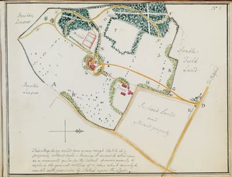 Kartta "Red Booksista", "Mogenhanger in Bedfordshire, a Seat of Godfrey Thornton Esq.", 1792