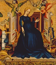 Maria Gravida, fragmentti paneelista Németújvárista, 1409 (munan tempera taulussa)