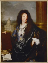 Jules Hardouin-Mansart, kuninkaallisten rakennusten ensimmäinen arkkitehti ja valvoja, maalattu 1685 ...