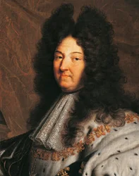 Ludvig XIV:n muotokuva Ranskasta, joka tunnetaan nimellä Ludvig Suuri tai Aurinkokuningas (1638-1715), Hyancinthe Rigaudin (1659-1743) maalaus