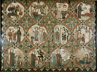 St. Martin of Tours - Alttarin sivuraide: kohtauksia Saint Martin of Toursin historiasta - 12 kohtausta Saint Martinin elämästä - Islanti, kirjonta