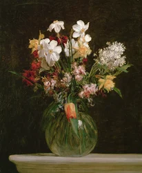 Valkoiset narsissit, hyasintit ja tulppaanit, 1864