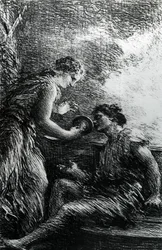 Sieglinde ja Siegmund, kohtaus Wagnerin oopperasta Valkyrie, 1887