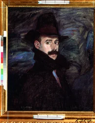 Omakuva. Ignacio Zuloaga y Zabaleton (1870-1945) maalaus. Öljy kankaalle, 76 x 65 cm. espanjalainen taide. Pushkinin taidemuseo, Moskova.