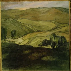 Ignacio Zuloaga / Maisema Aragonissa, 1911, Öljy kankaalle, 81 × 78 cm