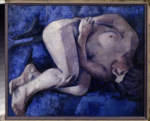 Sängyllä (Sohvalla). Ignati Ignatyevich Nivinsky (Nivinsky) (1881-1933) maalaus, öljy kankaalle