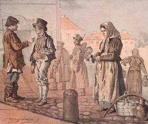 Katumaidon myyjä sarjasta Nämä ovat ihmisiämme, 1842