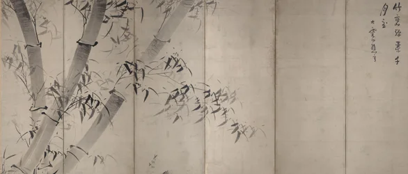 Moonlight Bamboo, kuuden paneelin taitettava näyttö, n. 1758–60 (muste paperille)