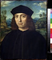 Francesco Raibolinin maalaus ""Miehen muotokuva" Says Il Francia (1450-1518) Pushkin Museum, Moskova