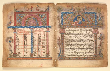 Armenian käsikirjoitus Bifolium, armenialainen, 1400-luku.