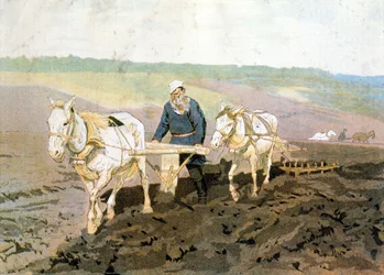 Kreivi Tolstoi kyntämässä - Repinen maalauksen mukaan