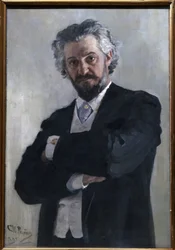 Aleksanteri Veržbilovitšin muotokuva (Verzhbilovic, Verzhibilovic, Vierzbilovich, Wierzbillowicz, Wierzbilovich, Wierzbilovicz, Wierzbilowicz) (1850-1911), violoncelliste russe, en 1895. Peinture de Ilia Repvichine (Iefimovitš19)1 (Iefimovitš14)