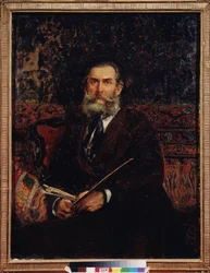 Portrait du peintre Aleksei Bogolyubov (Bogolyubov y Bogolyubov) (1824-1896). Peinture de Ilja Jefimovitš Repin (Ilja Repine) (1844-1930), huile herra toile
