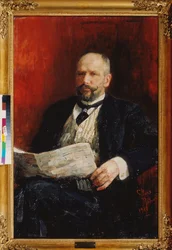 Muotokuva pääministeri Pjotr ​​A. Stolypinista (Pjotr ​​Stolypin) (1862-1911). Ilja Jefimovitš Repinin (Ilia Repin) (1844-1930) maalaus öljy kankaalle