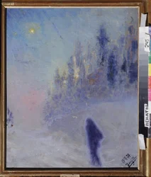 Talvi tie. Juri Iljitš Repinin (1877-1954) maalaus, öljy puulle