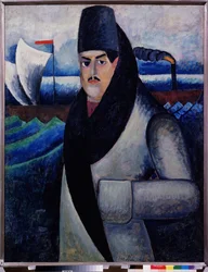 Omakuva. Peinture de Ilja Ivanovich Mashkov (Ilja Machkov, Matchkov) (1881-1944), huile herra toile