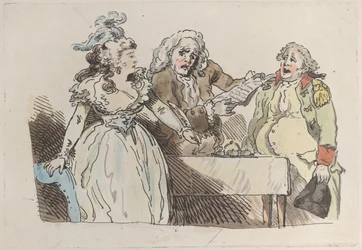 Nuori nainen perillinen valmistautuu allekirjoittamaan asiakirjan, 1780-1800., 1780-1800.
