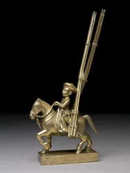 Asennettu soturi raketinheittimillä, intialainen, n. 1795 (messinki)