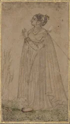 Prinsessa palvoo aurinkoa, n. 1600 (läpinäkymätön wc ja kultaa paperilla)