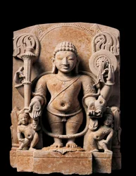 Intialainen taide: Divinity Vishnu. Korkea helpotus. 10. vuosisadalla. Meerutista.