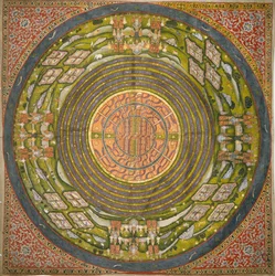 Jain-kaavio universumista (Jambudvipa) (guassi puuvillakankaalla)
