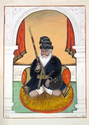 Nutta Singh Akali, kirjasta The Kingdom of the Punjab, its Rulers and Chiefs, osa II, 30 akvarellitutkimuksen osio tuntemattomalta intialaiselta taiteilijalta, n. 1840 (wc paperilla)