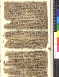 OMS OR 14915 f.5r Kharoṣṭin kielen koivun tuohon käsikirjoituksen katkelmia