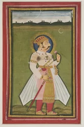 Muotokuva Kumbha Ranasta Udaipurista, 1820 (guassi intialaiselle paperille)