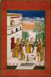 Radha ja Krishna tanssivat, n. 1760 (akvarelli paperille)