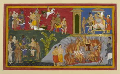 Rāvaṇan hautajaisriitit suoritetaan; Lakṣmaṇa kruunaa Vibhīṣaṇan kuninkaaksi.